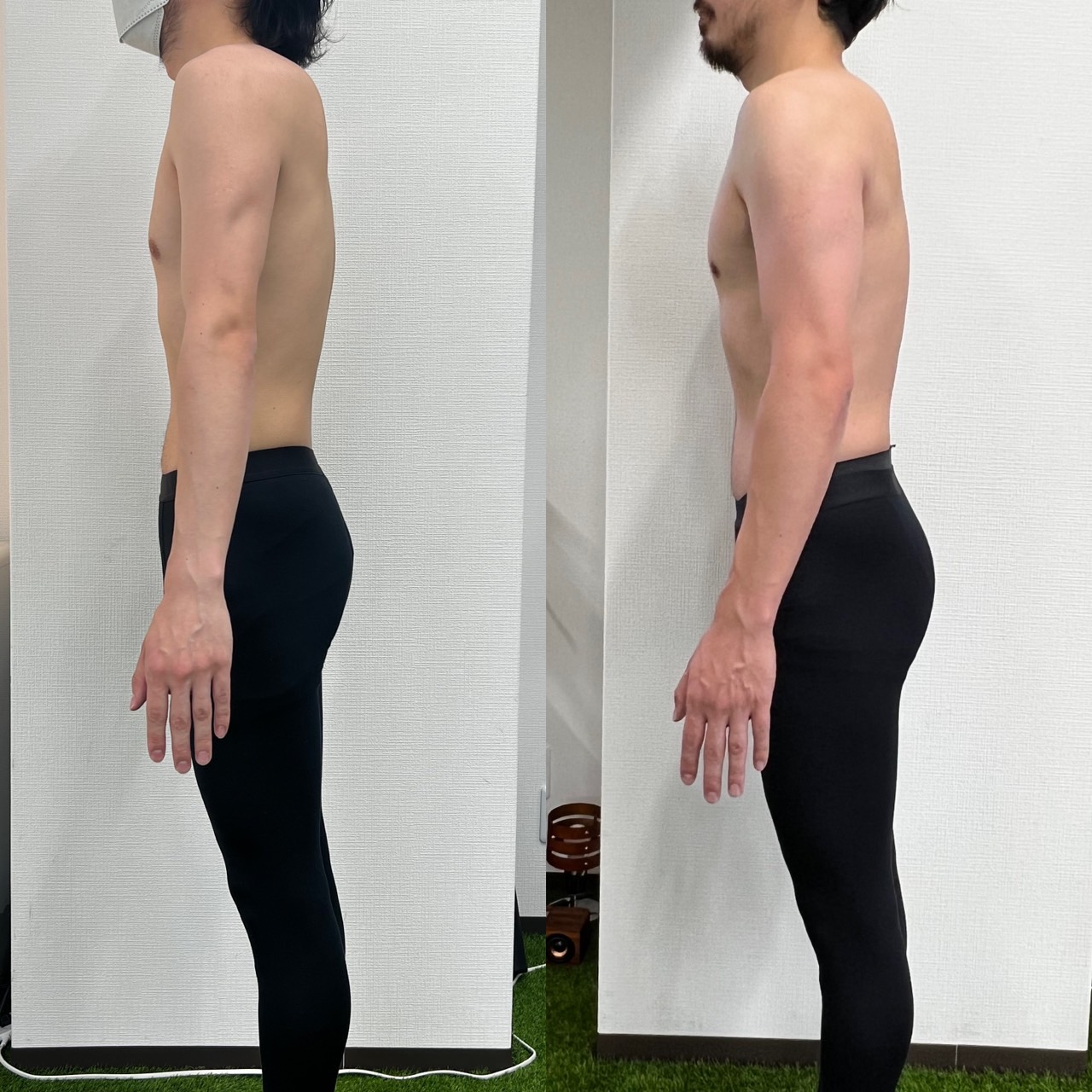 男性のバルルクアップ2ヶ月ビフォーアフター（体重+5.3kg、筋肉量+1.4kg、体脂肪率+3.2%）
