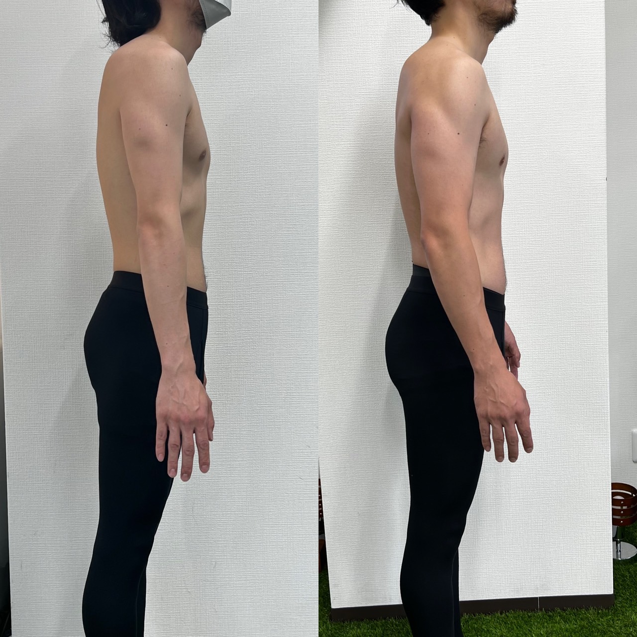 男性のバルルクアップ2ヶ月ビフォーアフター（体重+5.3kg、筋肉量+1.4kg、体脂肪率+3.2%）