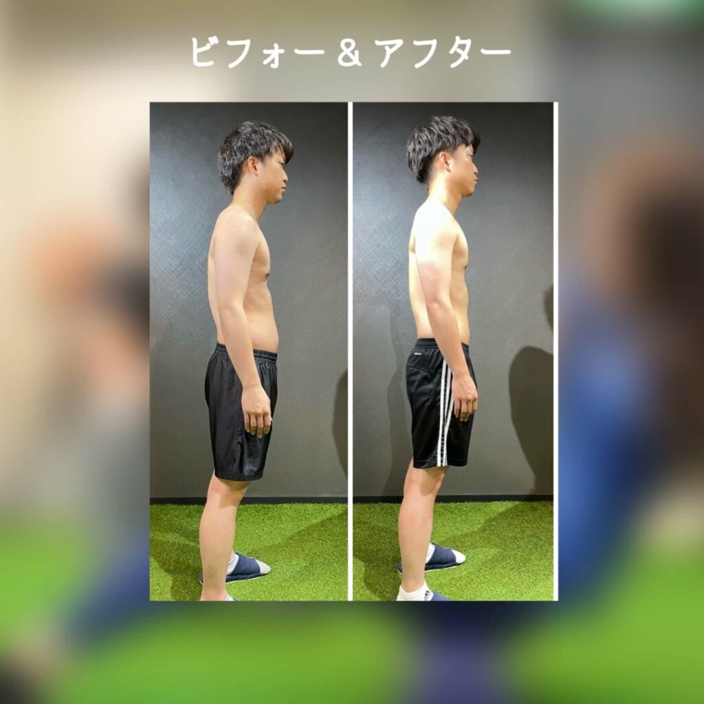 会食が多いなかでもお腹周りを減らし、筋肉をつけたいお越しいただいた男性のbefore・after