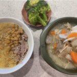 豚汁は豚肉や野菜で タンパク質、食物繊維、味噌の発酵食品も一度に摂る事が出来ておすすめ